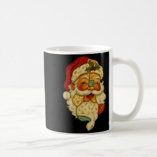 Taza De Café Retro Patchwork Santa Claus Navidades Preppy Merry