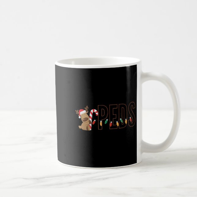 Taza De Café Retro Pediatrics Christmas Lights Reindeer Peds Nu (Derecha)