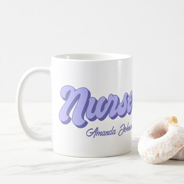 Taza De Café Retro Personalizada Enfermera (Con donut)