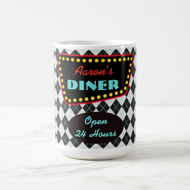 Taza De Café Retro Personalizado Diner Mug (Centro)