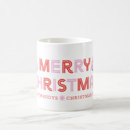 Taza De Café Retro personalizado Merry Árbol de Navidad rosa y 