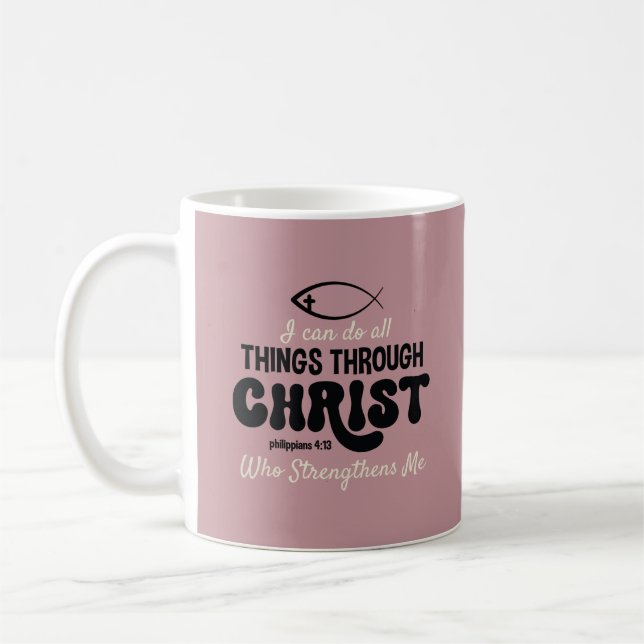 Taza De Café Retro Philippians 4:13 (Izquierda)