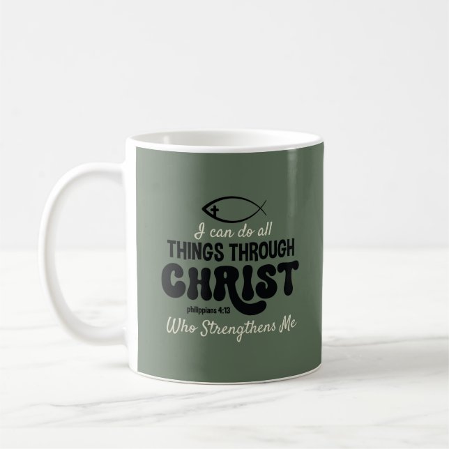 Taza De Café Retro Philippians 4:13 (Izquierda)