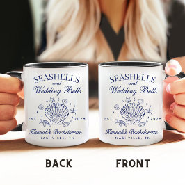 Taza De Café Retro Pink Conchas y Campanas de Boda Despedida de