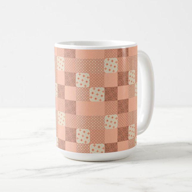 Taza De Café Retro Pink Patchwork (Anverso derecho)