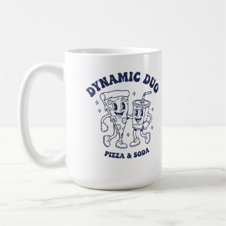 Taza De Café Retro Pizza and Soda "Dynamic Duo" Mascot  Vintage