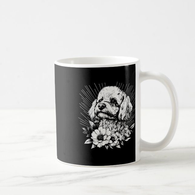 Taza De Café Retro Poodle Dog Lover Tattoo Style (Derecha)