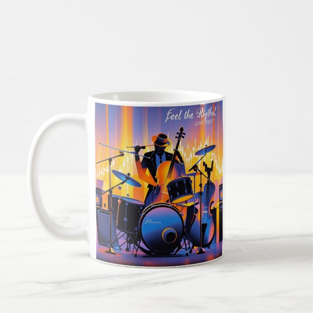 Taza De Café Retro Pop Resumen instrumentos musicales dramático (Izquierda)