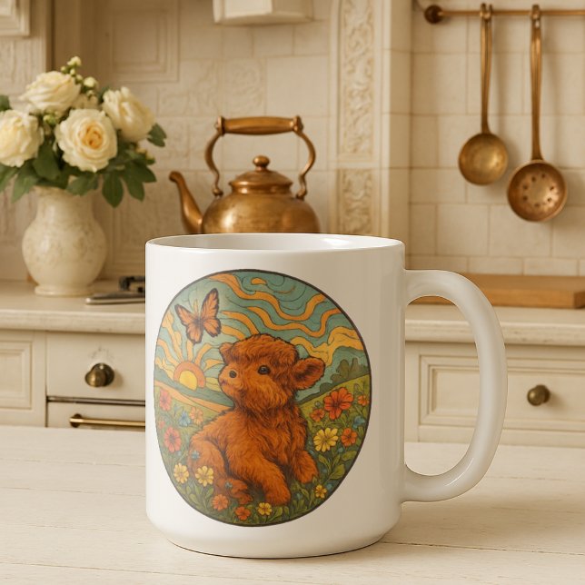 Taza De Café Retro Psicodélico Calf Inspirador (Subido por el creador)