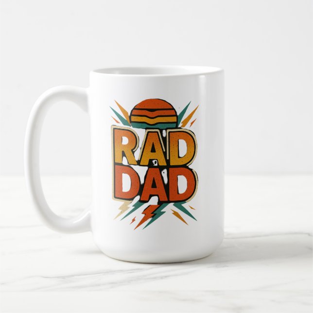 Taza De Café Retro Rad Dad - Viejo Relámpago del atardecer Bolt (Izquierda)