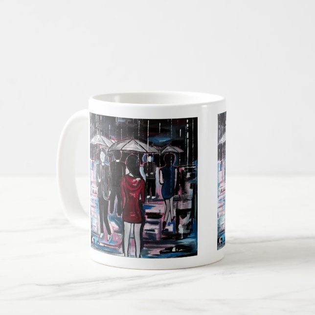 Taza De Café Retro Rain Painting by Alfred Fox  (Anverso izquierdo)