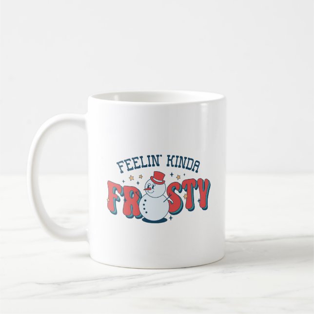 Taza De Café Retro Red Feelin' un poco Frosty Funny Snowman (Izquierda)