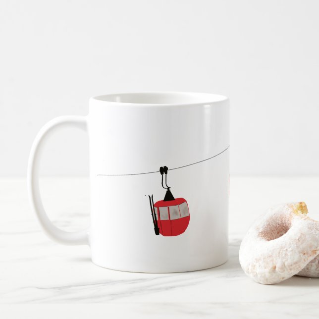 Taza De Café Retro Red Ski Gondola Lift Personalizado (Con donut)