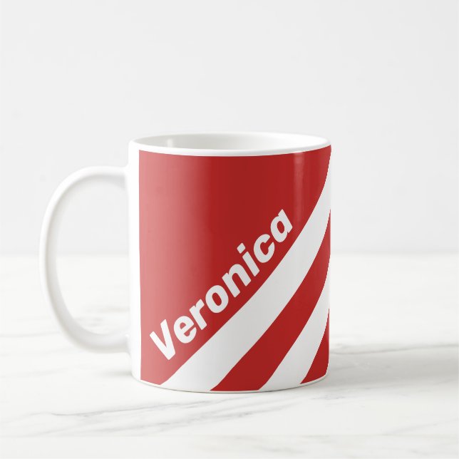 Taza De Café Retro Red Three Stripes with Name (Izquierda)