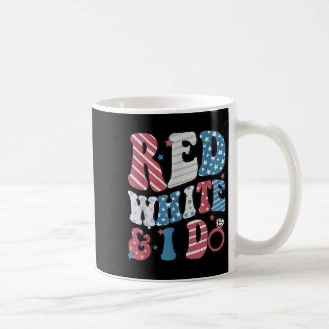 Taza De Café Retro Red White And I Do 4th Of July Bachelorette  (Derecha)