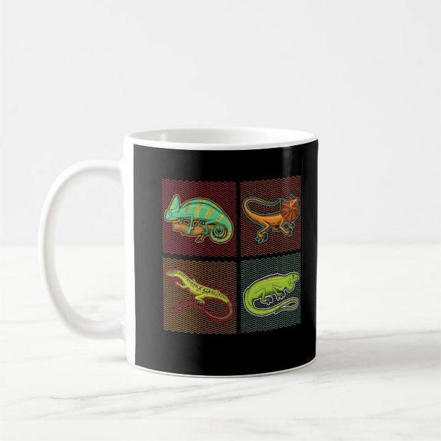 Taza De Café Retro Reptiles Lizard Chameleon Iguana (Izquierda)