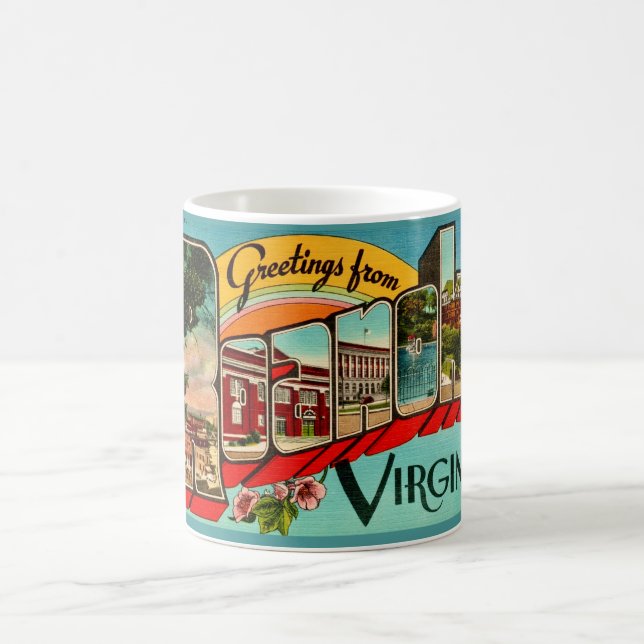 Taza De Café Retro  Roanoke, VA Coffee Mug (Centro)