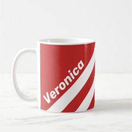 Taza De Café Retro Rojo Tres Franjas con Nombre