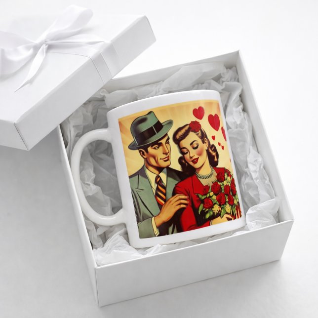 Taza De Café Retro Romance Valentine (Subido por el creador)