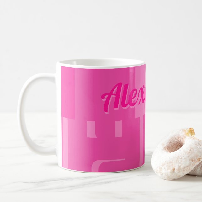 Taza De Café Retro rosa caliente personalizado (Con donut)