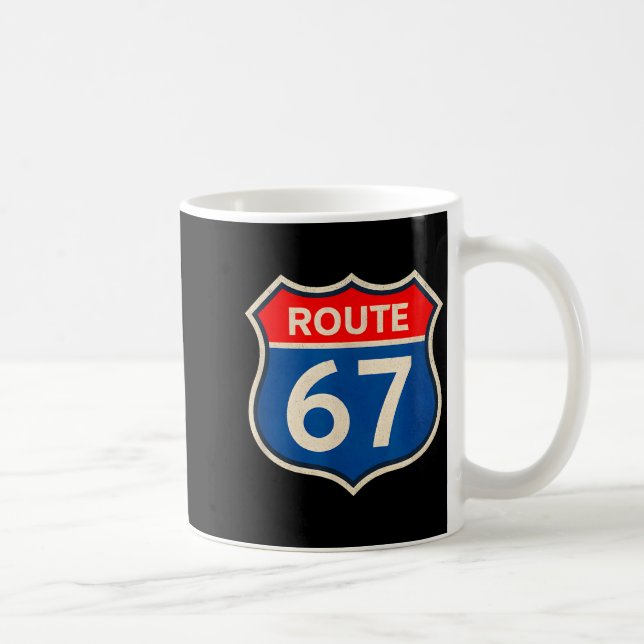 Taza De Café Retro Route 67 Meme Six Seven Aura Energy Number 6 (Derecha)