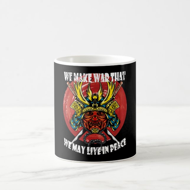 Taza De Café Retro Samurai Helmet - Samurai Quote About Peace (Centro)