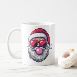 Taza De Café Retro Santa Claus resplandeciendo la goma de burbu