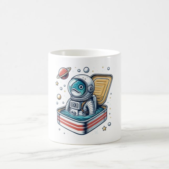 Taza De Café  Retro Sardine Astronaut Funny Mug (Centro)