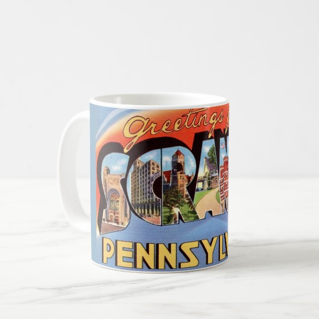 Taza De Café Retro Scranton PA Greeting Mug (Anverso izquierdo)