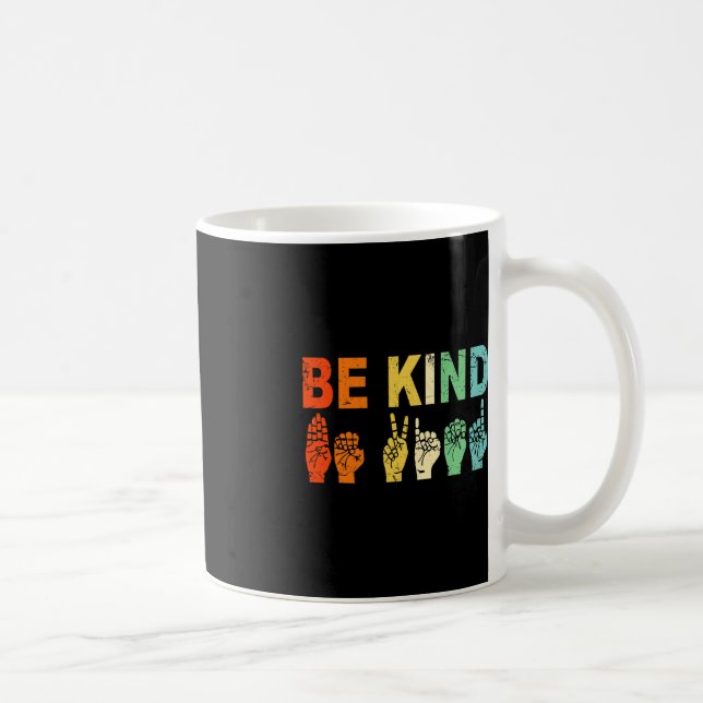 Taza De Café Retro Sé Amable Rótulo ASL Autismo Conciencia Homb (Derecha)