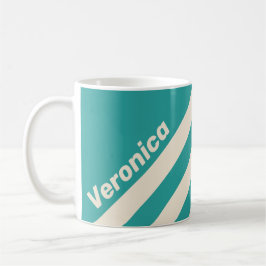 Taza De Café Retro Sea Breeze Tres Rayas con Nombre