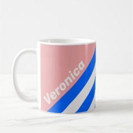 Taza De Café Retro Sea Kiss Stripes with Name