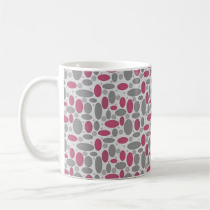Taza De Café retro, sesenta, lunares, gris y rosa