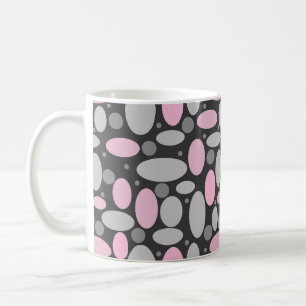 Taza De Café retro, sesenta, lunares, gris y rosa