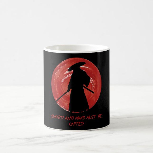 Taza De Café Retro Silhouette Samurai - Samurai Mind Cita (Centro)