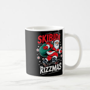 Taza De Café Retro Skibidi Rizzmas Gracioso Santa Clause Patina