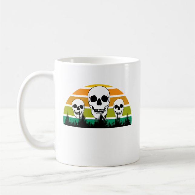 Taza De Café Retro Skull Black Grass Ophiopogon Gothic Garden (Izquierda)