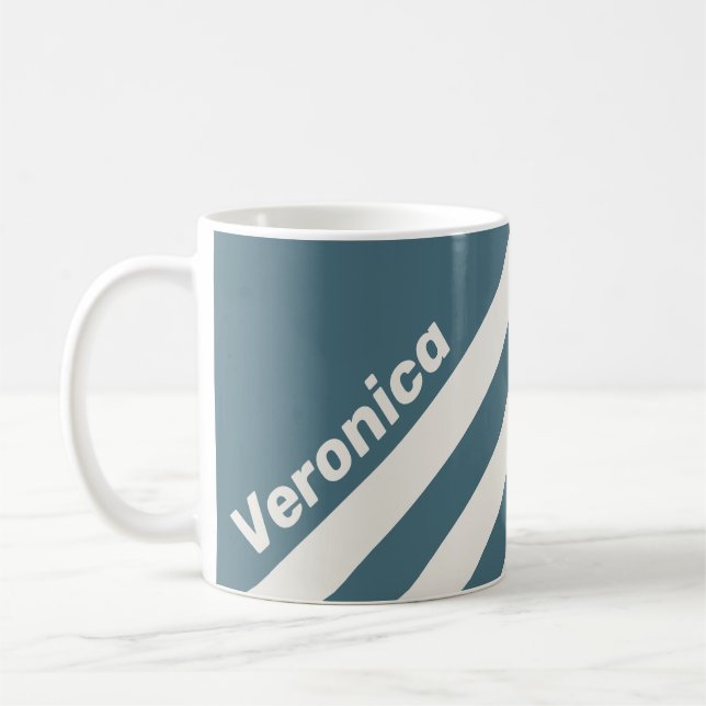 Taza De Café Retro Slate Gray Three Stripes with Name (Izquierda)