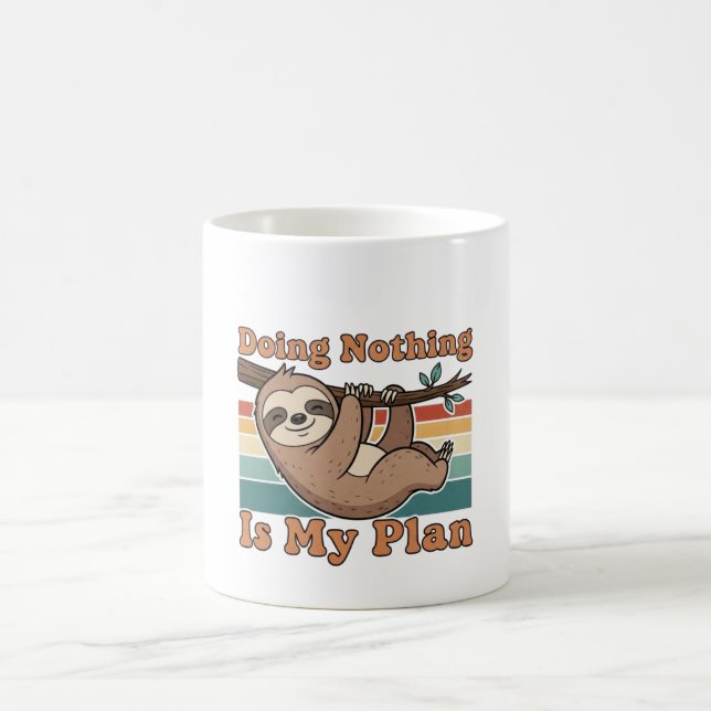 Taza De Café Retro Sloth Doing Nothing White Coffee Mug (Centro)
