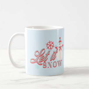 Taza De Café Retro Snowman deja que nieve Navidades