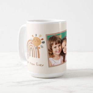 Taza De Café Retro Sol Mejor Mamá Siempre Boho Arcoíris