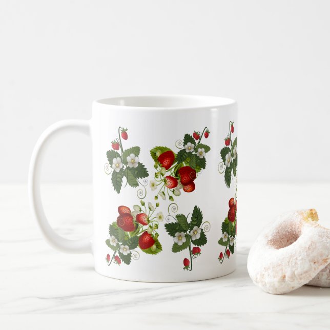 Taza De Café Retro Strawberry Mug | Fresas Nursery Mug (Con donut)