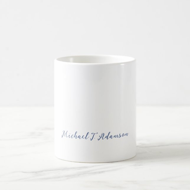 Taza De Café Retro Style Elegant Plain White Calligraphy Name (Centro)
