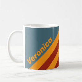 Taza De Café Retro Sunrise on Slate Stripes with Name