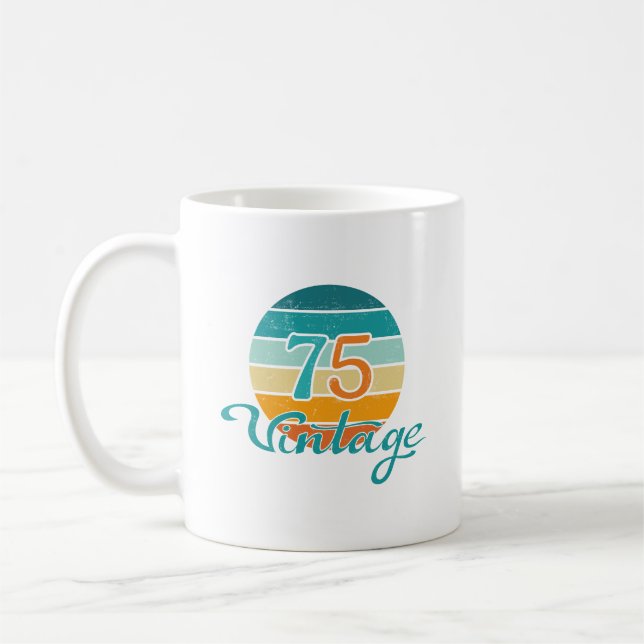 Taza De Café Retro Sunset 75 Vintage Distressed (Izquierda)