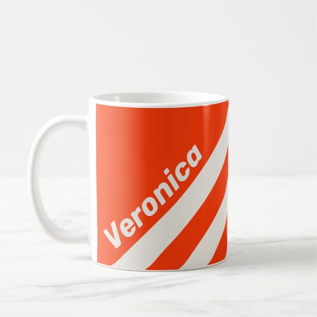 Taza De Café Retro Sunset Orange Three Stripes with Name (Izquierda)