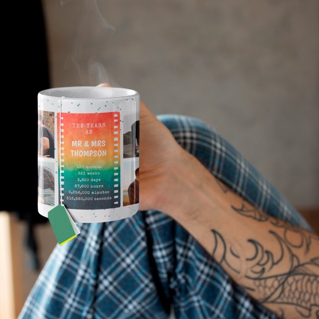 Taza De Café Retro Sunset Photo Mr and Mrs 10th Anniversary (Subido por el creador)