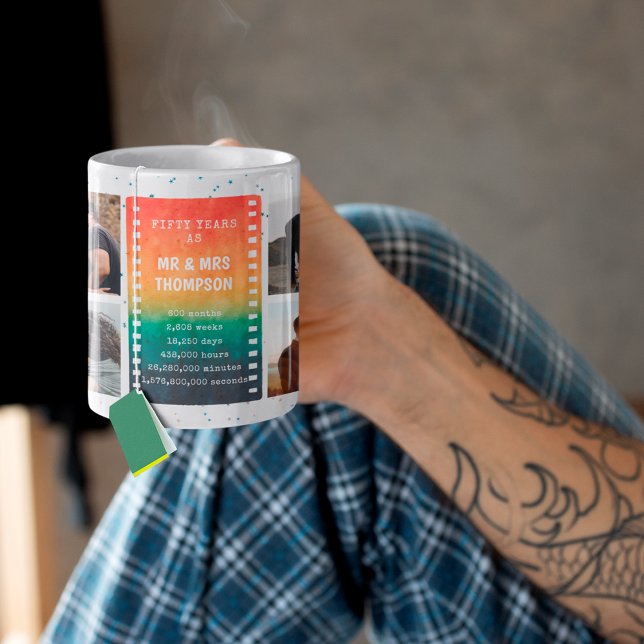 Taza De Café Retro Sunset Photo Mr and Mrs 50th Anniversary (Subido por el creador)