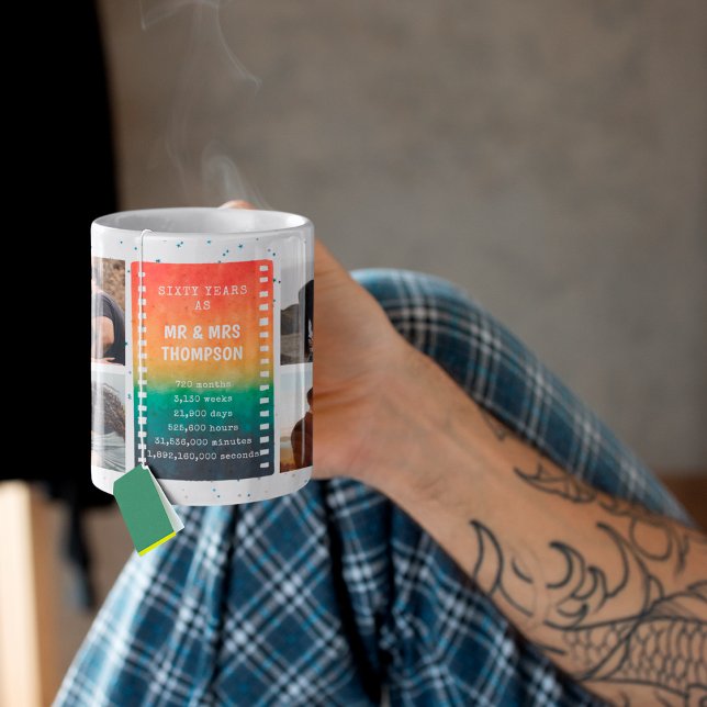 Taza De Café Retro Sunset Photo Mr and Mrs 60th Anniversary (Subido por el creador)