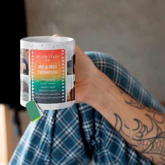 Taza De Café Retro Sunset Photo Mr. y Mrs. 40th Aniversario (Subido por el creador)